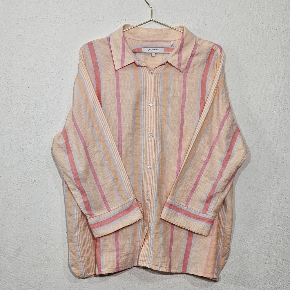 Foxcroft Shirt Womens 16 W Button Down Striped Work Office Classic multicolor